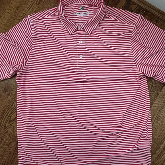 Southern Proper Red and White Striped Performance  Polo Shirt Size Large - Picture 3 of 7